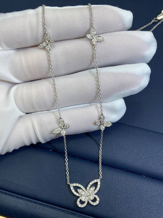GRFF Multi Butterfly Silhouette Diamond Pendant Necklace