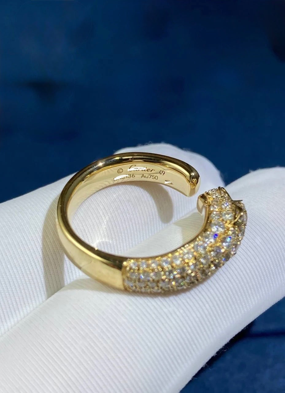 Panther half-pave diamond ring, Small model