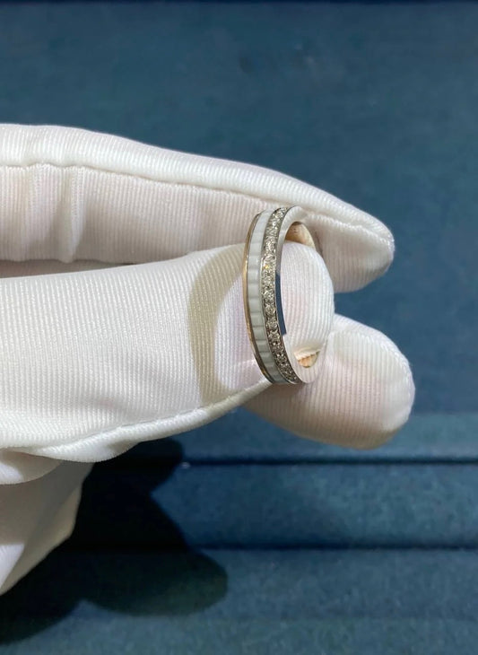 BCHRN half-pave diamond ring with ceramic, Wedding band