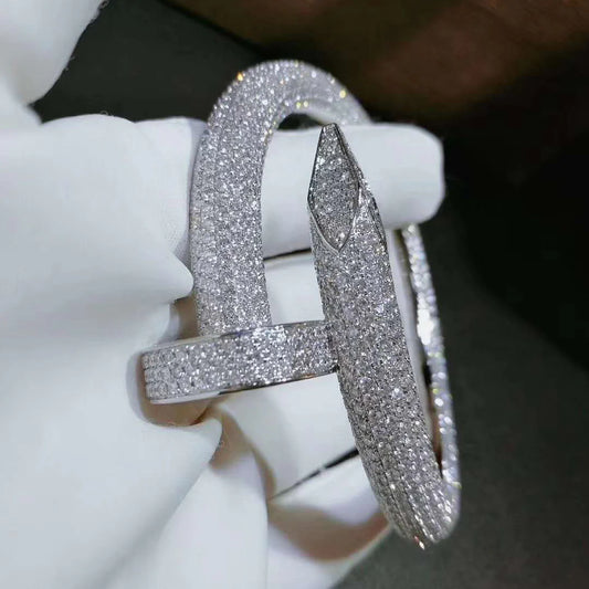 Nail full pave diamond bracelet, Large model