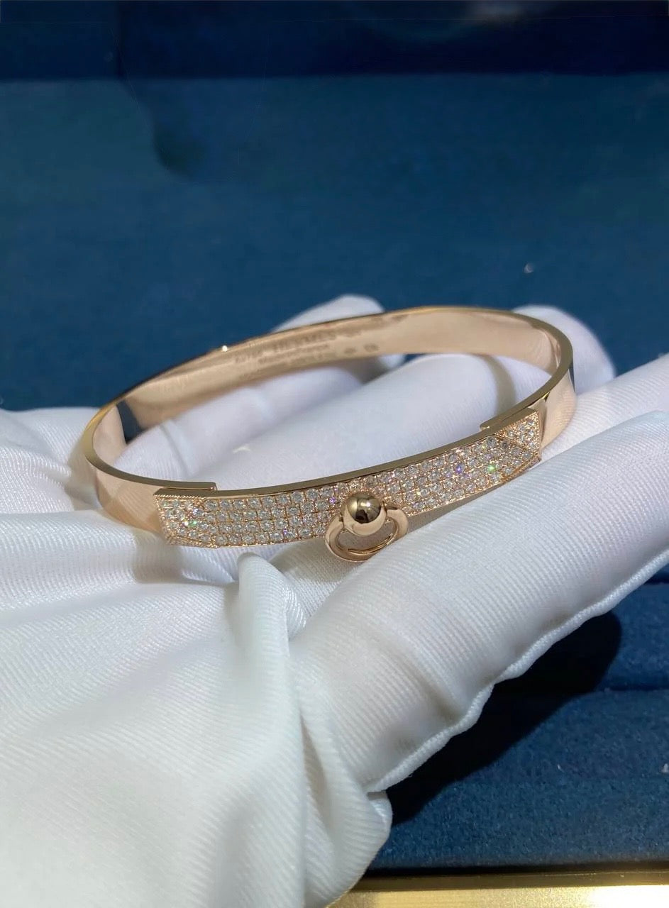 HRMS collie chain half-pave diamond bracelet