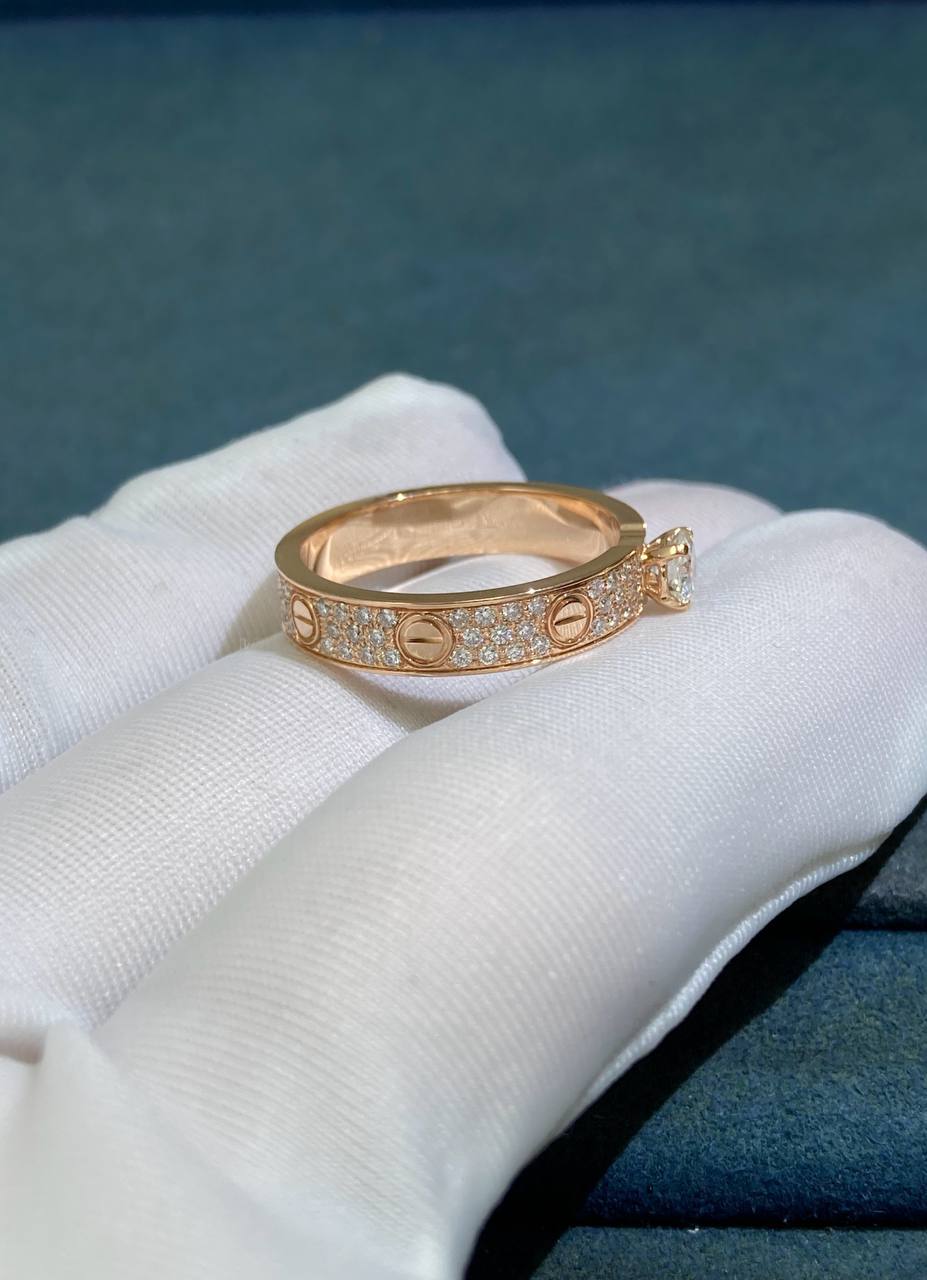 Love solitaire full pave diamond ring