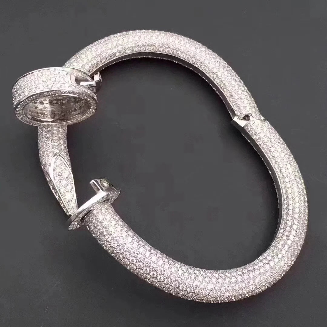 Nail full pave diamond bracelet, Large model