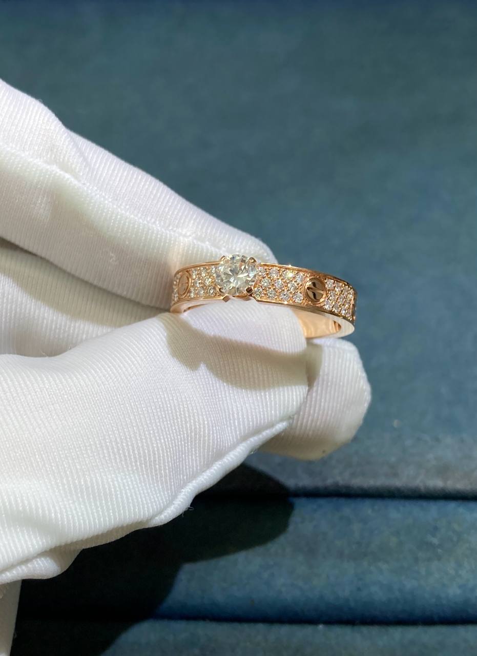 Love solitaire full pave diamond ring