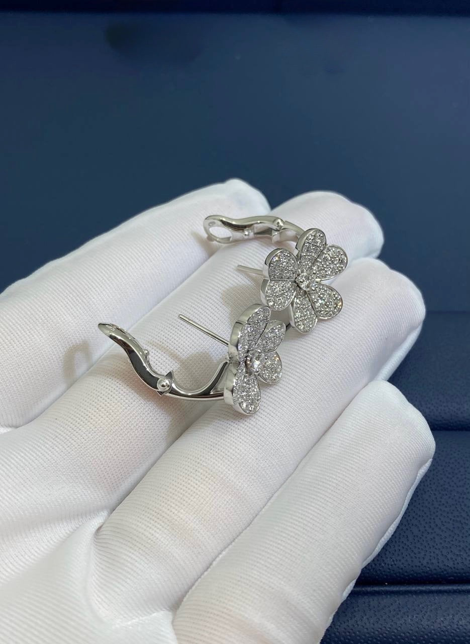 VC Floral full pave diamond earrings, Small model