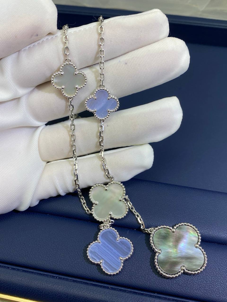 VC Chalcedony MOP 6 motif necklace