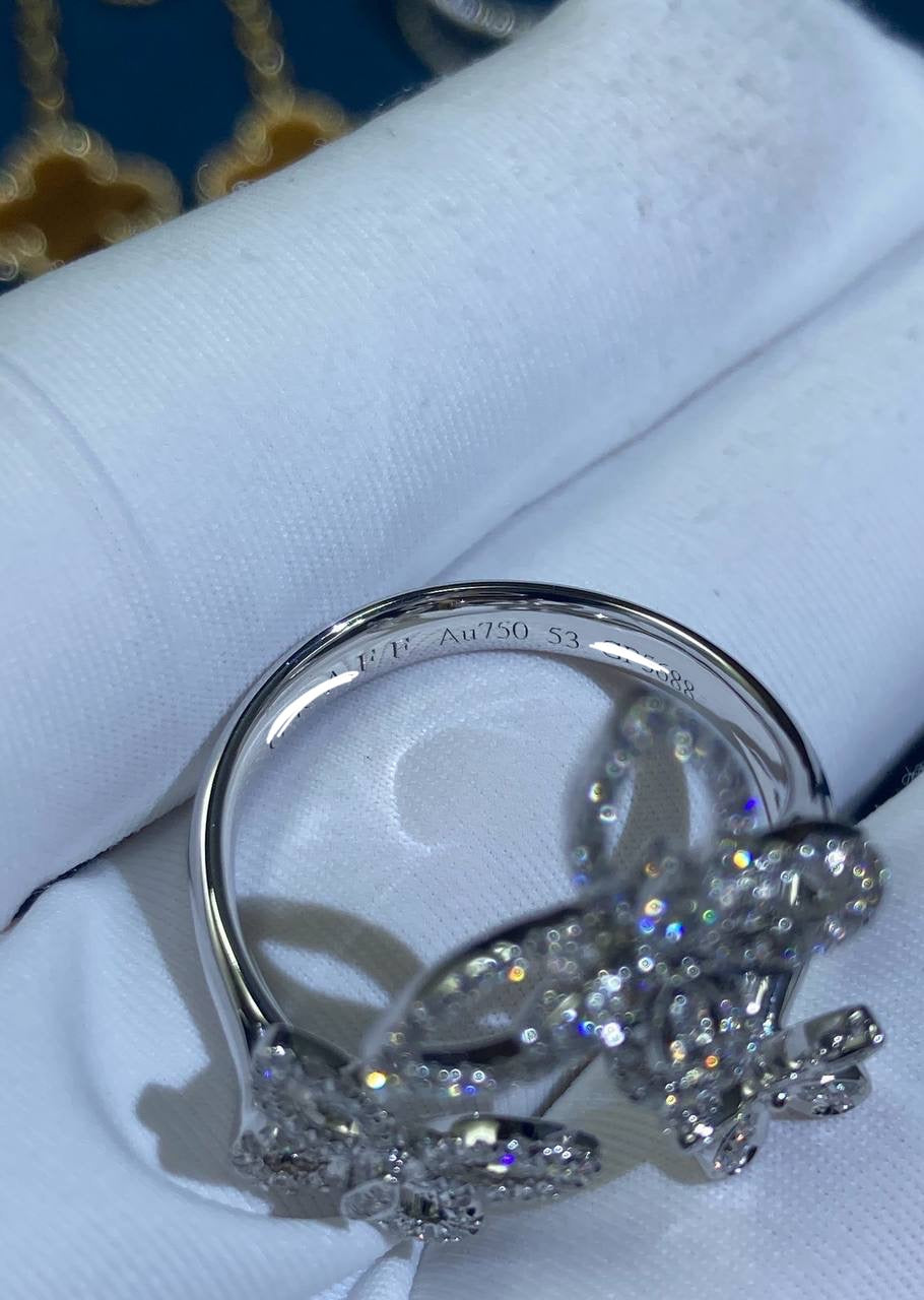 GRFF triple butterfly full pave diamond ring