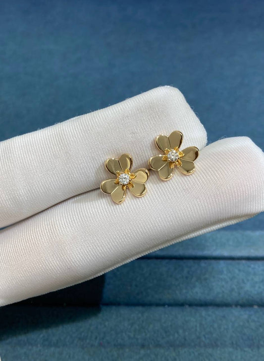 VC floral earrings with 2 diamonds, Mini model
