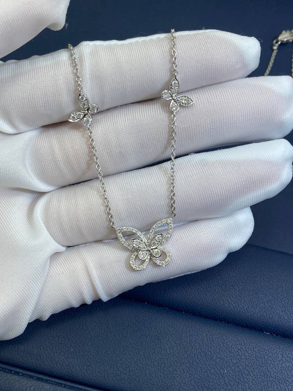 GRFF Multi Butterfly Silhouette Diamond Pendant Necklace