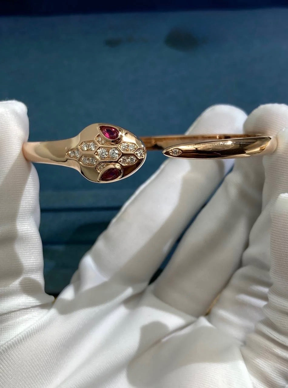 Serpenti bracelet with diamonds and rubellites