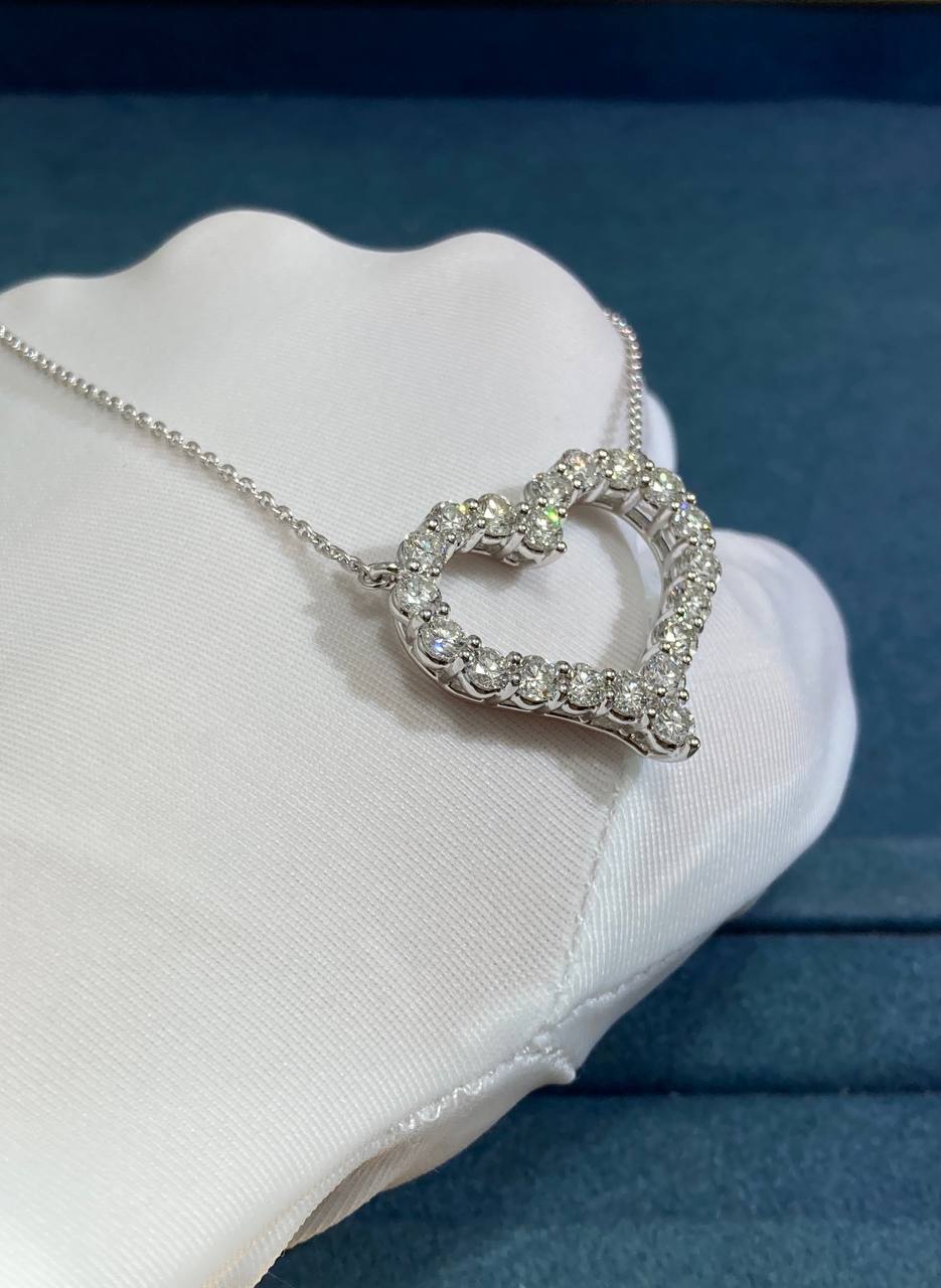 TC Heart full pave diamond pendant, Large model
