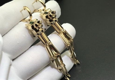 Panther tassel earrings with diamonds