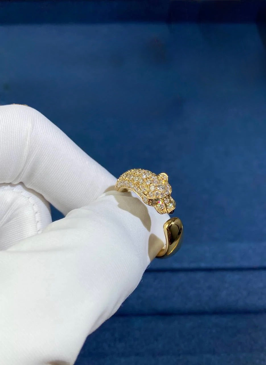 Panther half-pave diamond ring, Small model