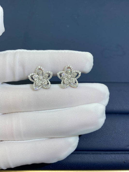 GRFF floral full pave diamond stud earrings
