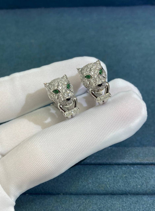 Panther full pave diamond earrings