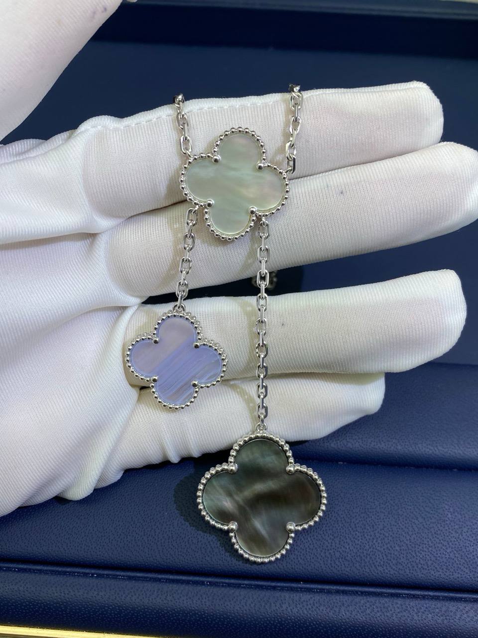 VC Chalcedony MOP 6 motif necklace