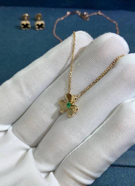 VC floral pendant with 1 emerald, Mini model