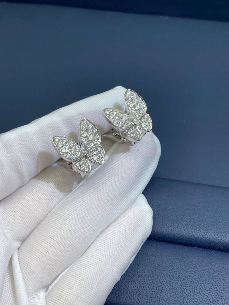 VC butterfly full pave diamond earrings