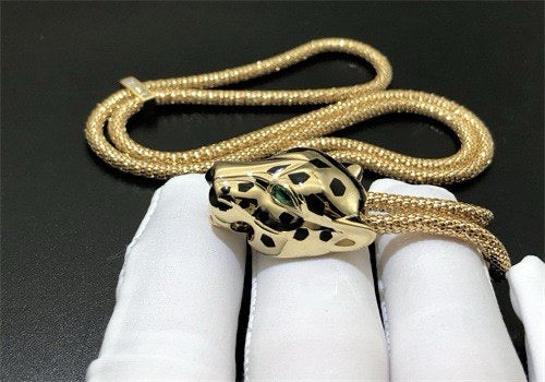 Panther long necklace with diamonds