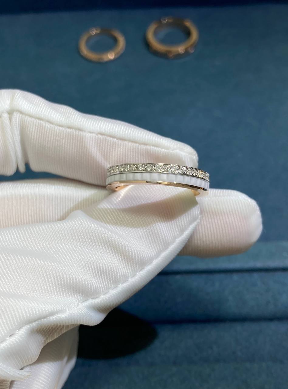 BCHRN half-pave diamond ring with ceramic, Wedding band