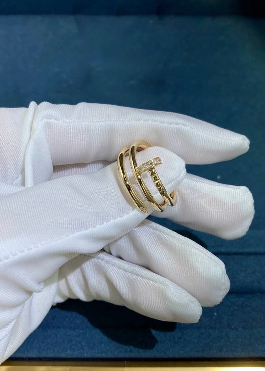 Bague clou double rangée avec diamants