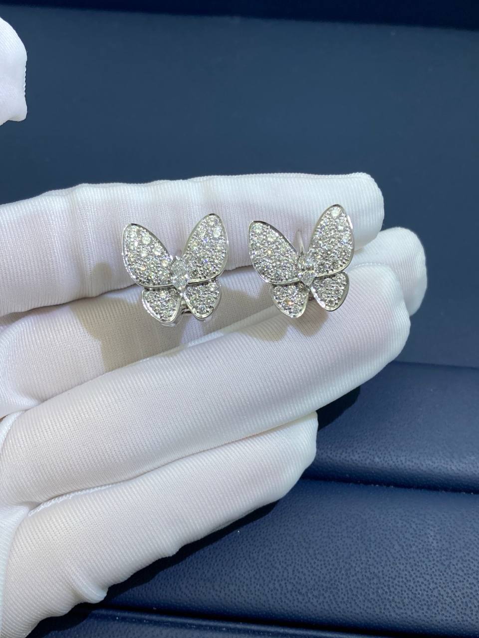 VC butterfly full pave diamond earrings