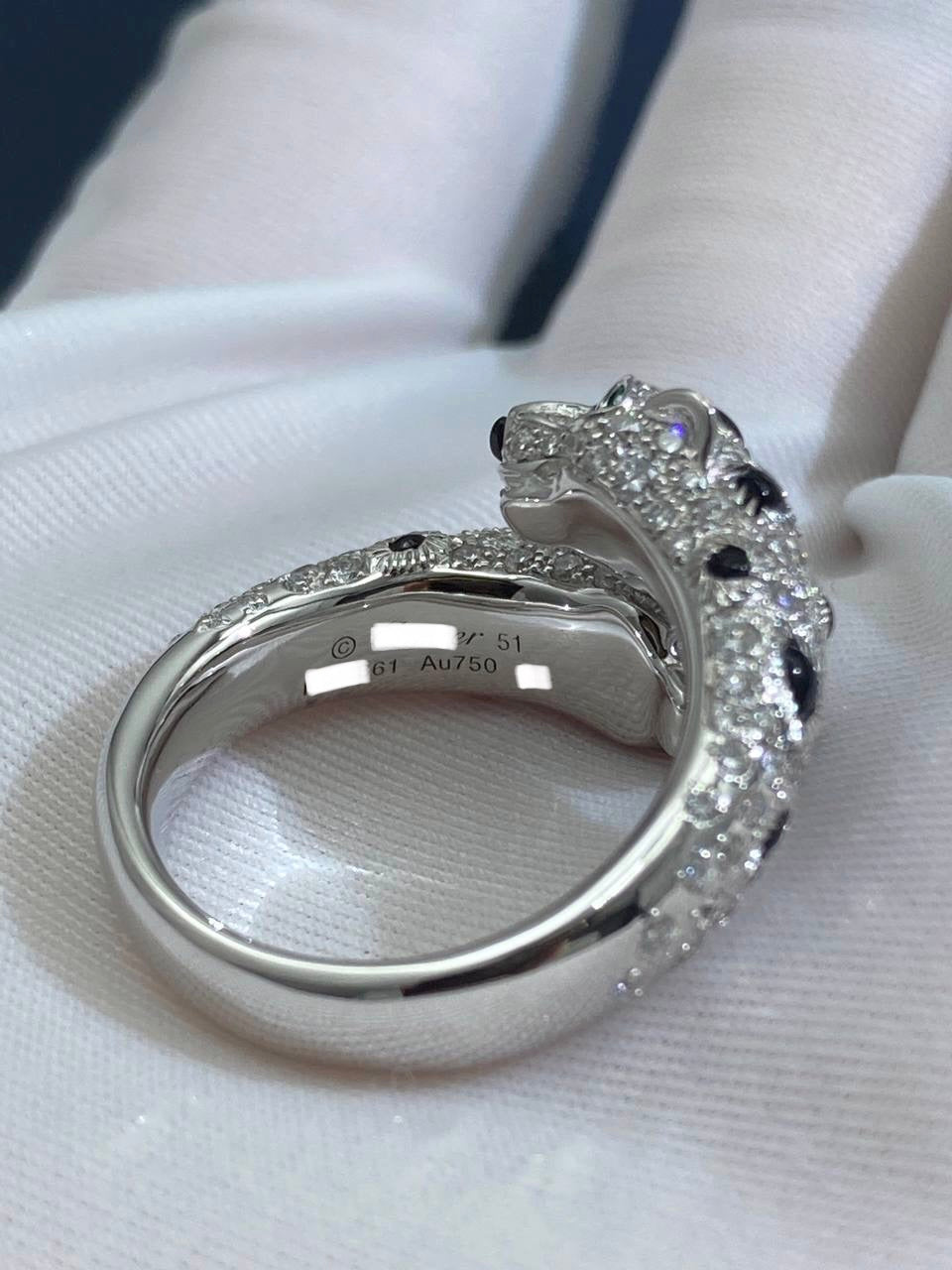 Panther double head full pave diamond ring, small model