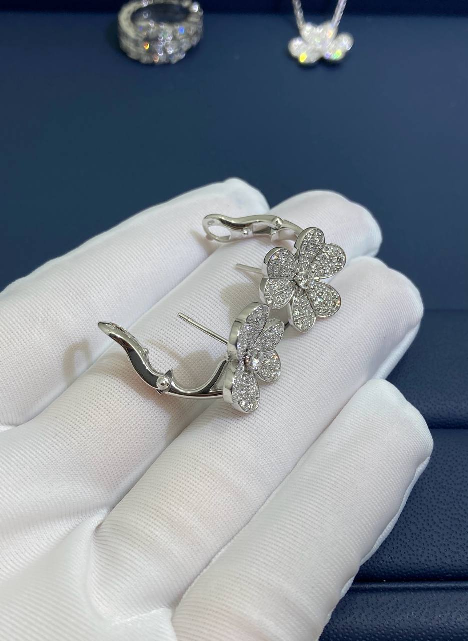 VC Floral full pave diamond earrings, Small model