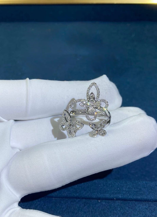 GRFF triple butterfly full pave diamond ring