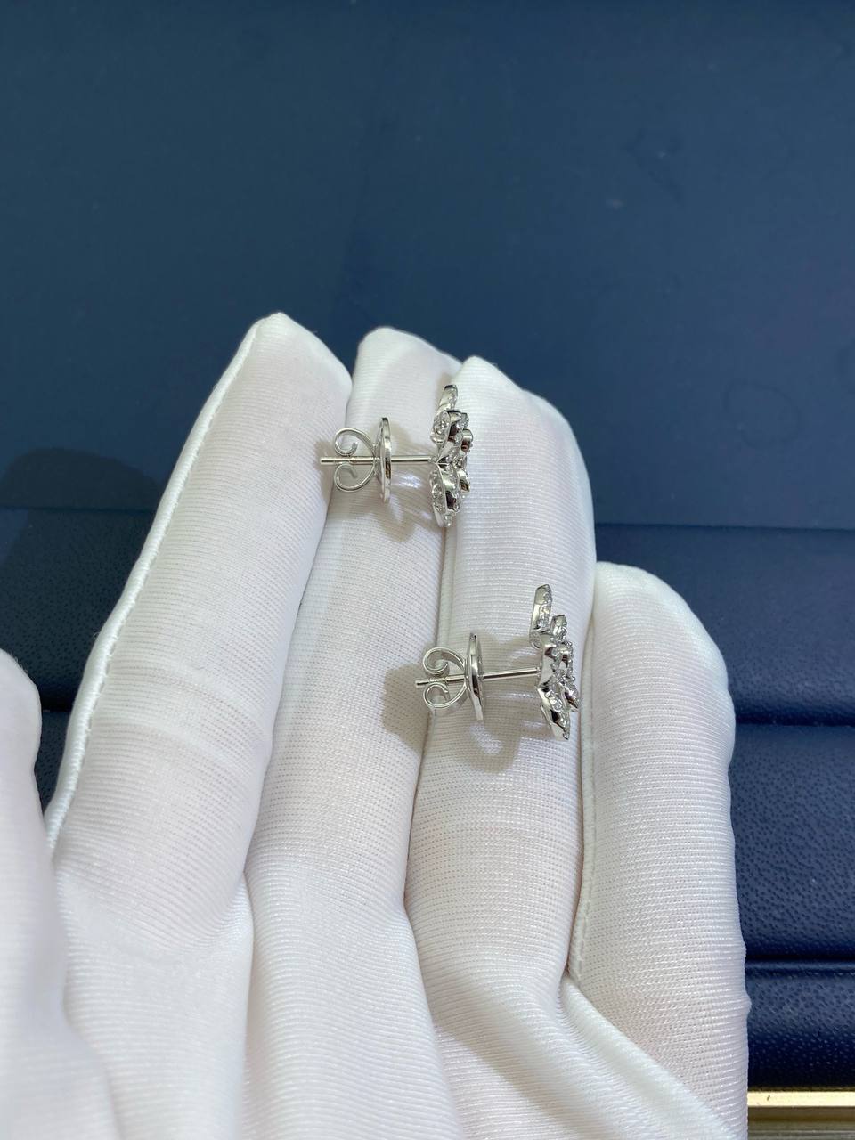 GRFF floral full pave diamond stud earrings