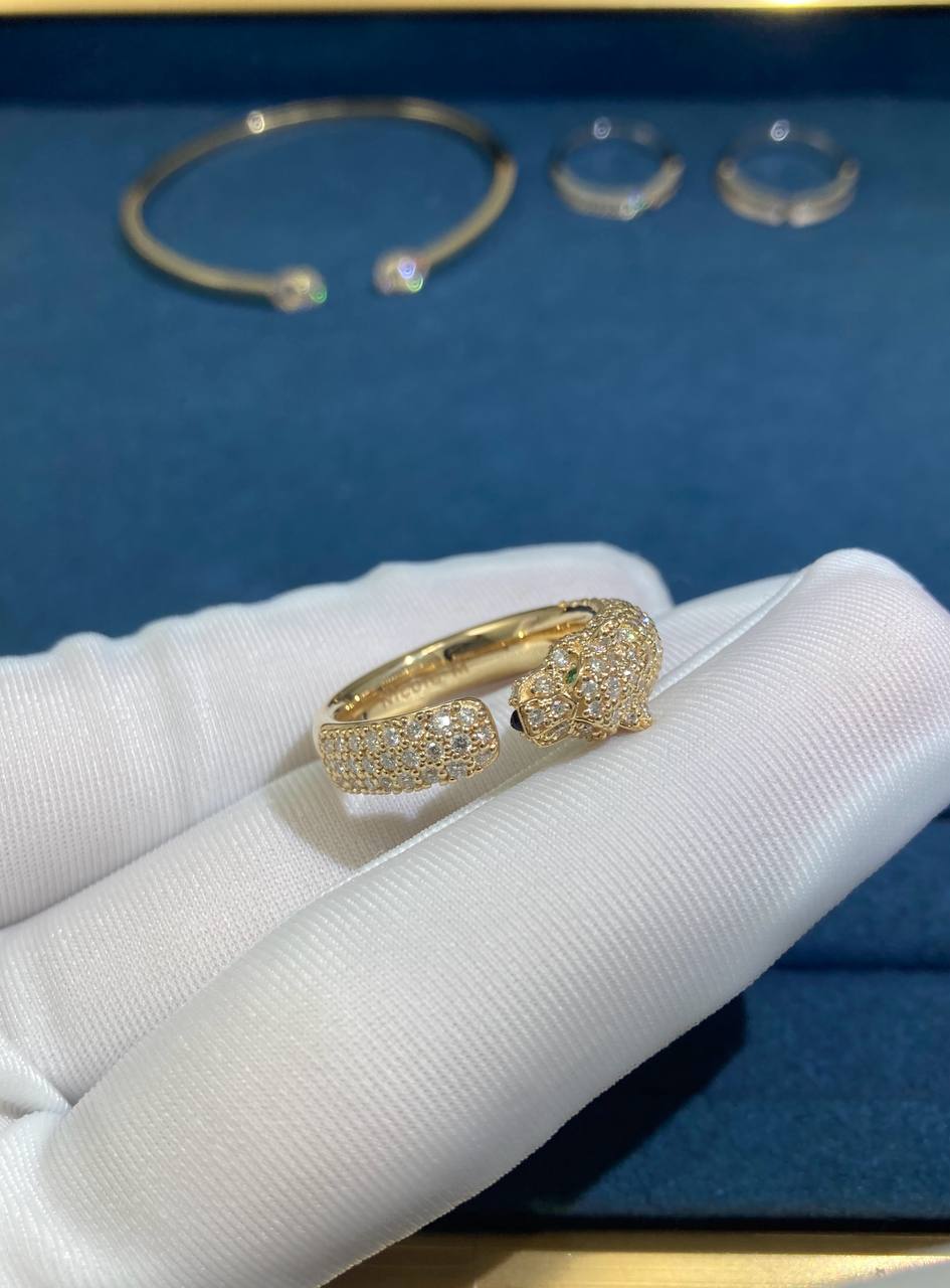 Panther full pave diamond ring, Small model