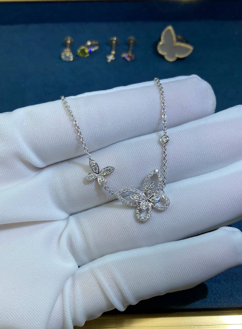 GRFF butterfly full pave diamond pendant