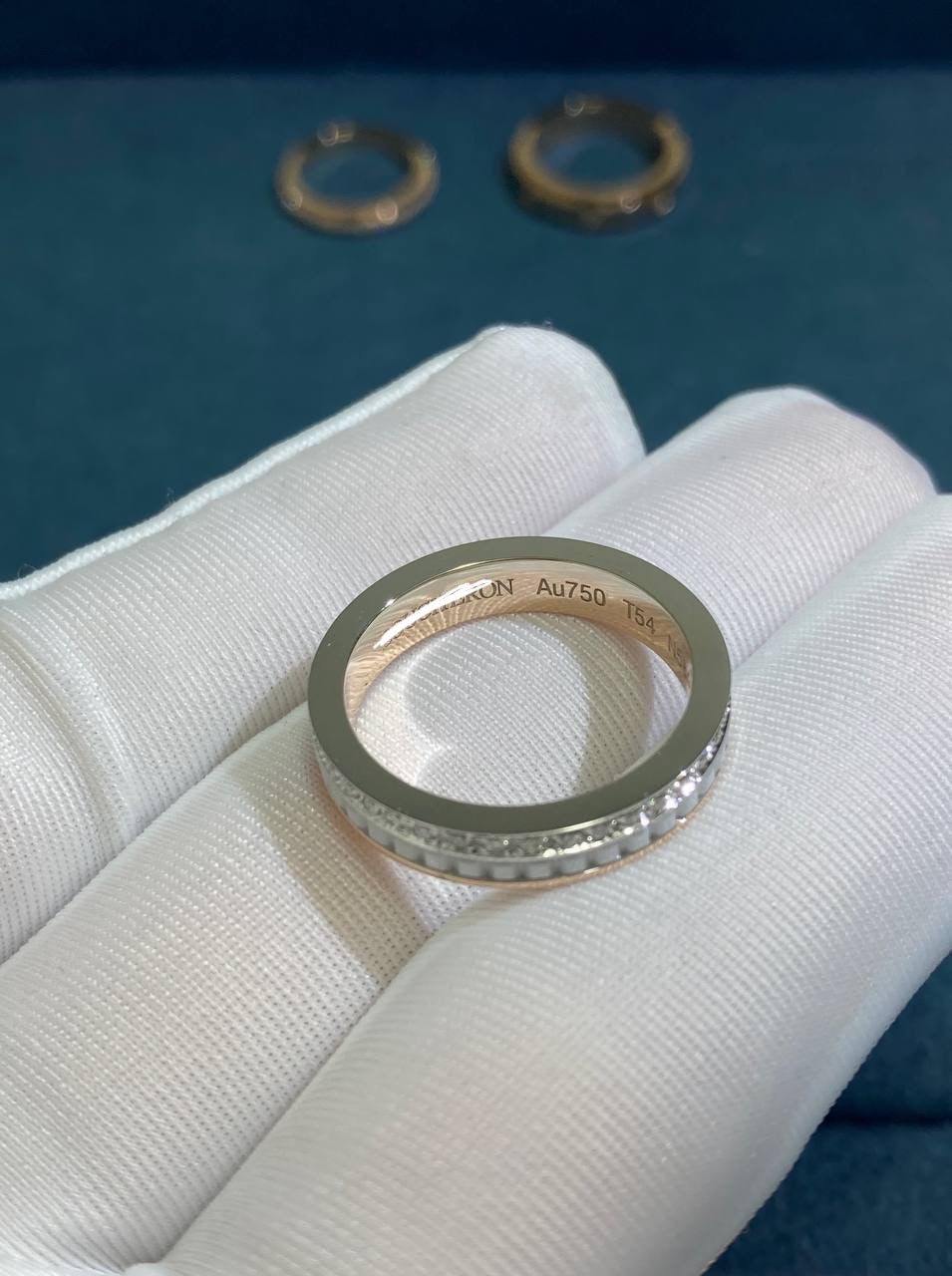 BCHRN half-pave diamond ring with ceramic, Wedding band