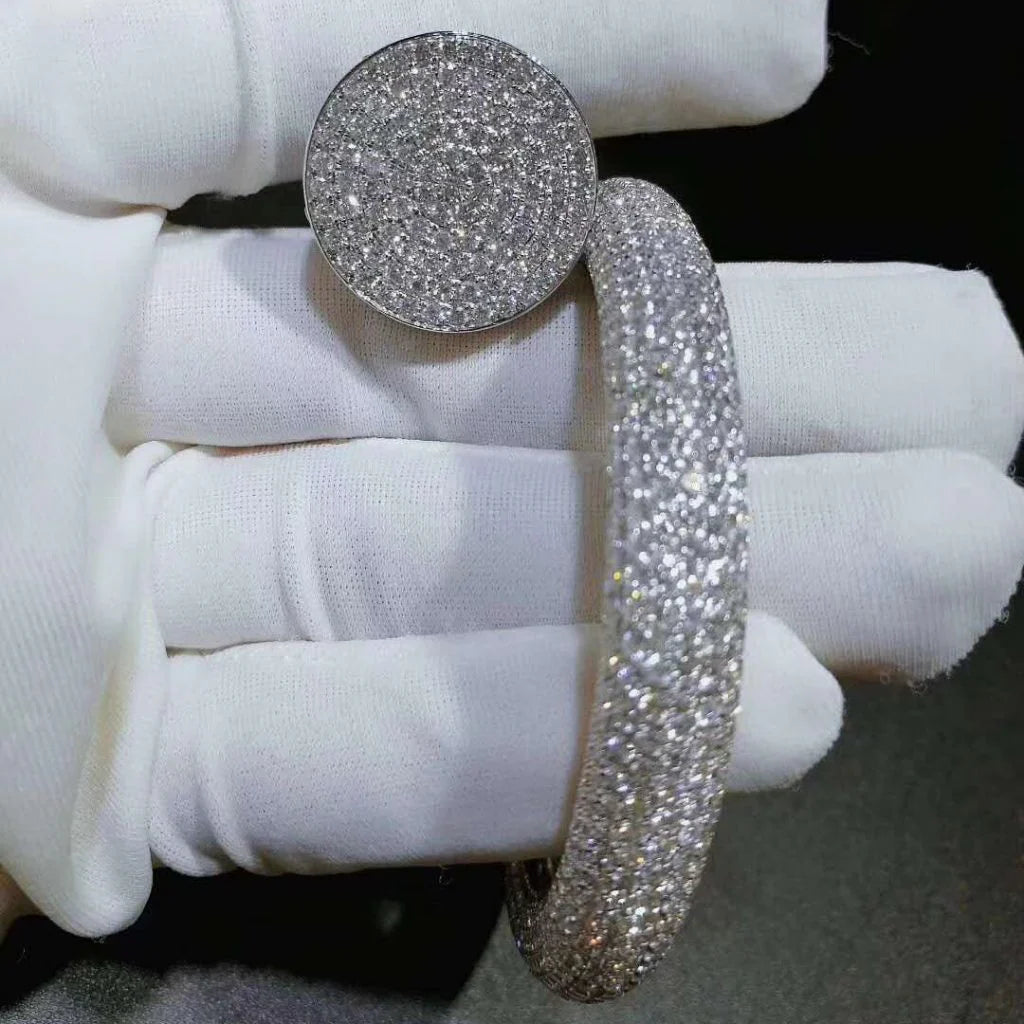 Nail full pave diamond bracelet, Large model