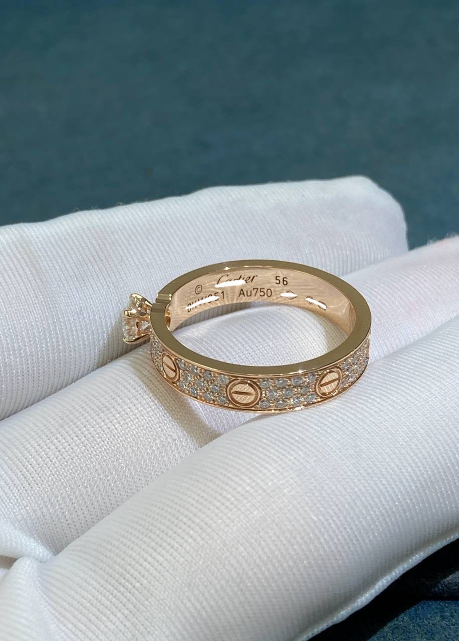 Love solitaire full pave diamond ring