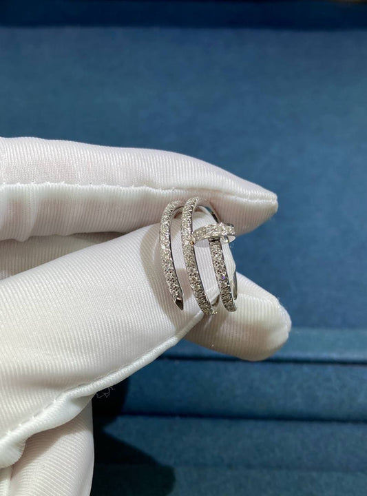 Nail double row full pave diamond ring