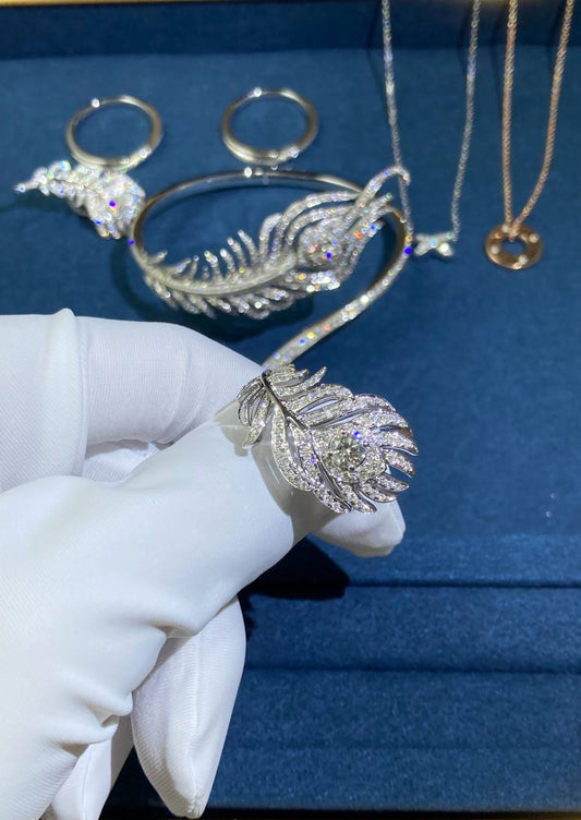 BCHRN feather full pave diamond ring