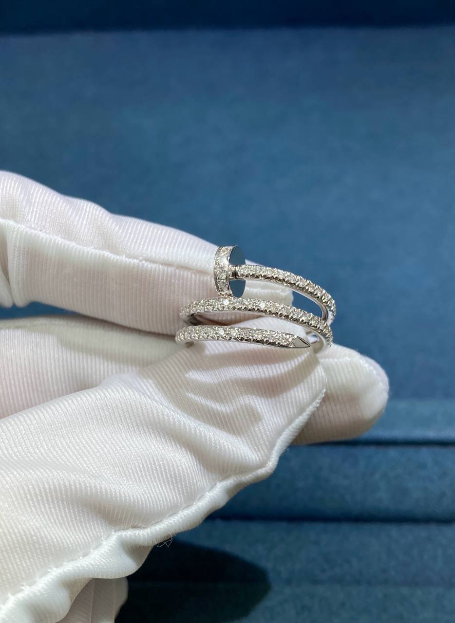 Nail double row full pave diamond ring