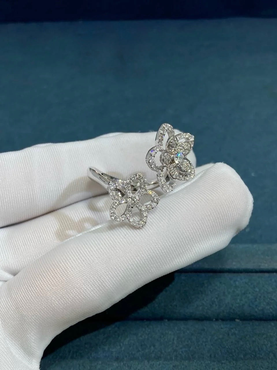 GRFF floral full pave double ring