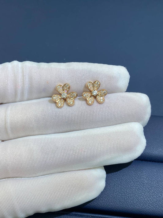 VC Floral full pave diamond earrings, Mini model
