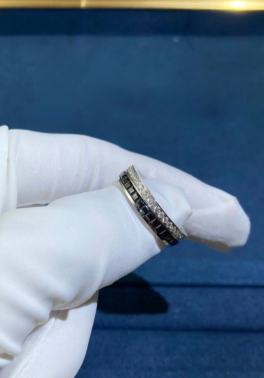 BCHRN half-pave diamond ring with black PVD, Wedding band