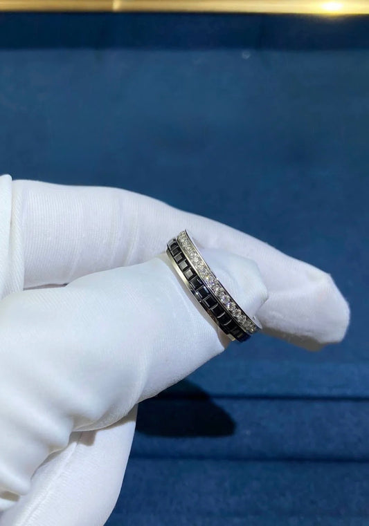 BCHRN half-pave diamond ring with black PVD, Wedding band