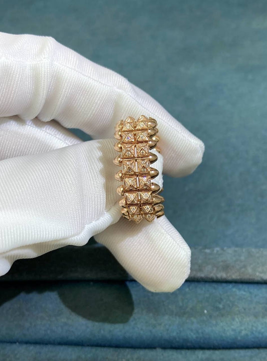 Clash double-row ring with diamonds