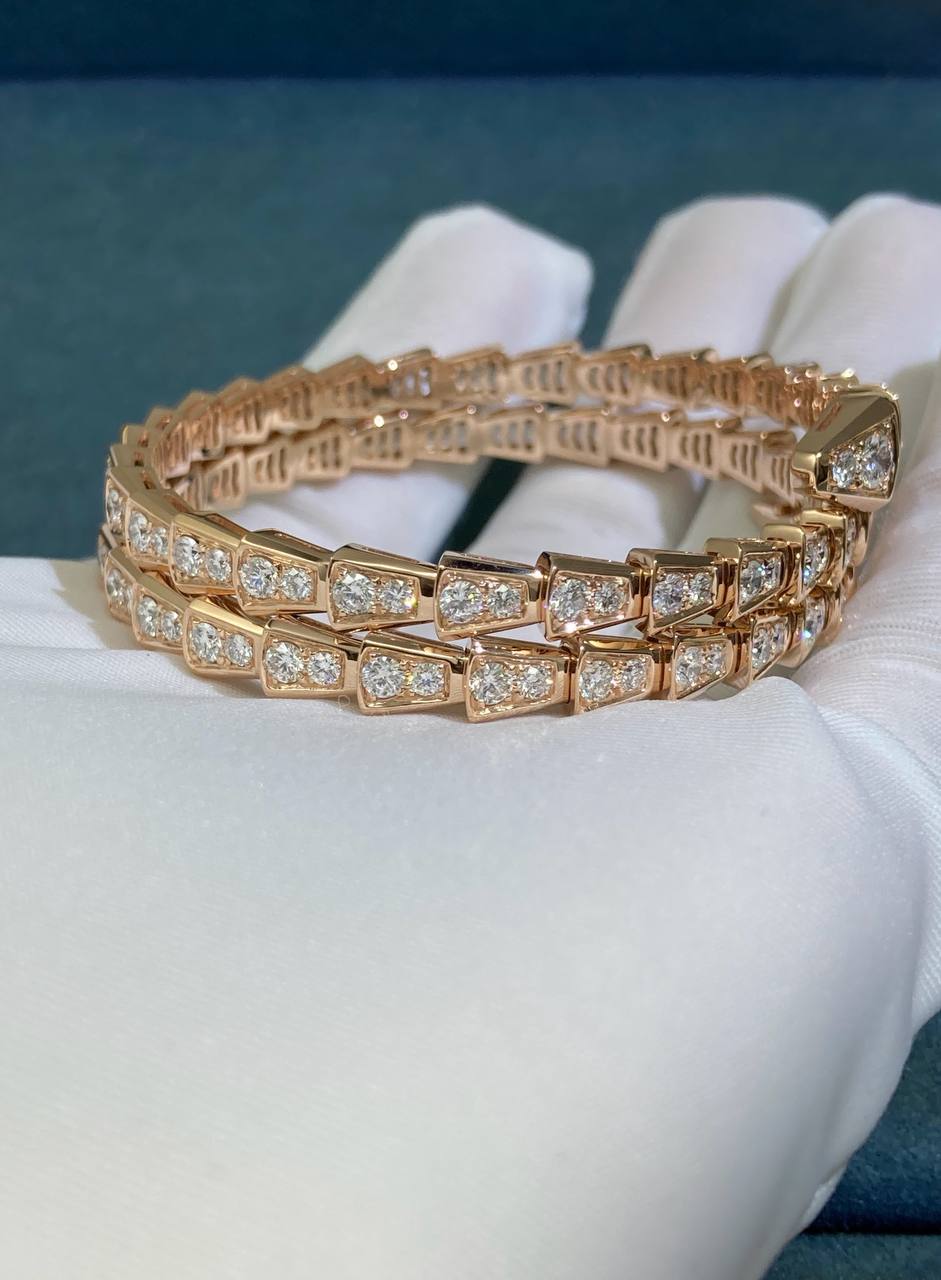Serpenti double row full pave diamond bracelet