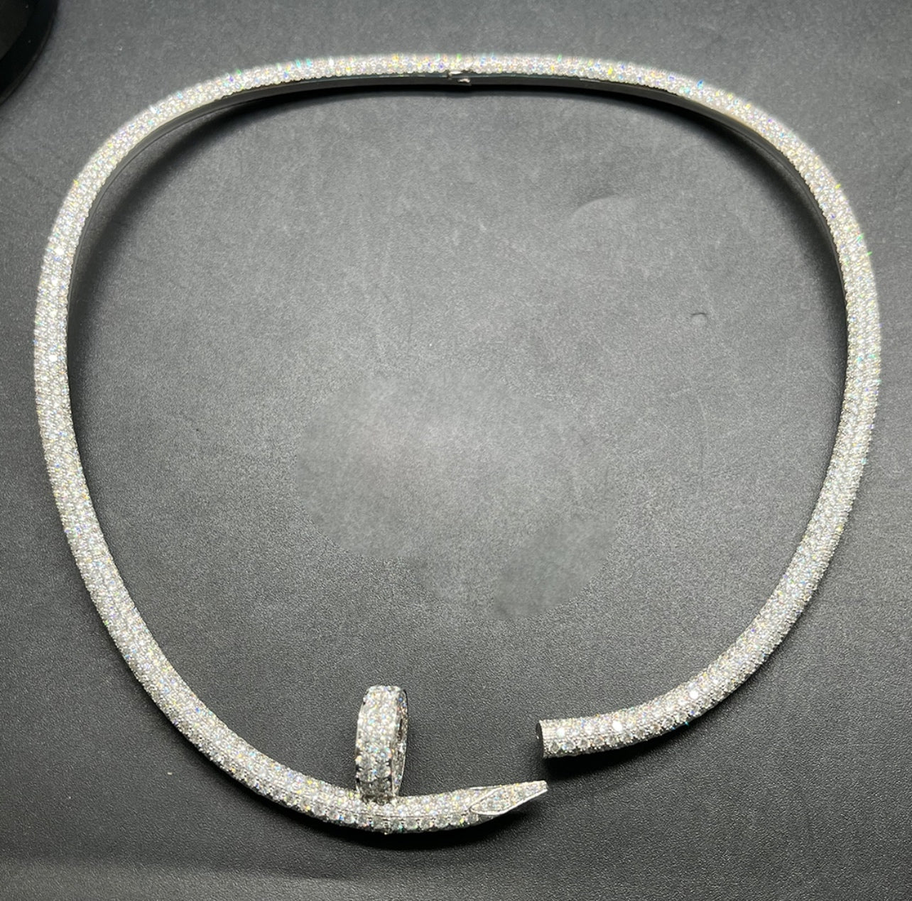 Nail full pave diamond necklace, Large model