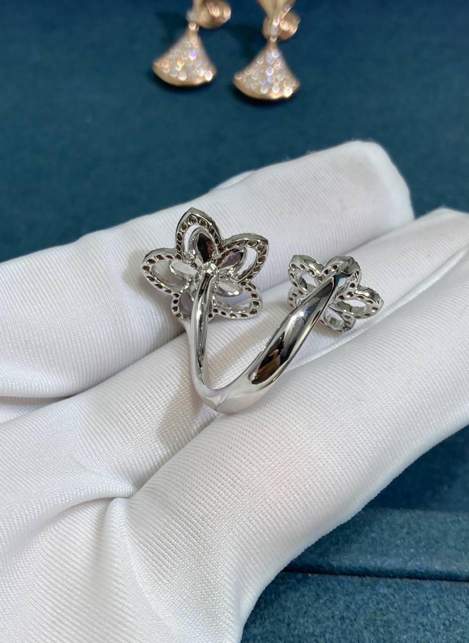 GRFF floral full pave double ring
