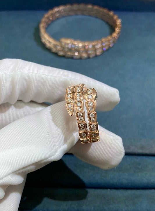 Serpenti double row full pave diamond ring