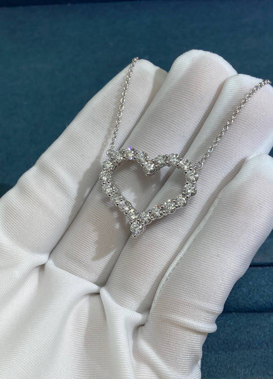 TC Heart full pave diamond pendant, Large model