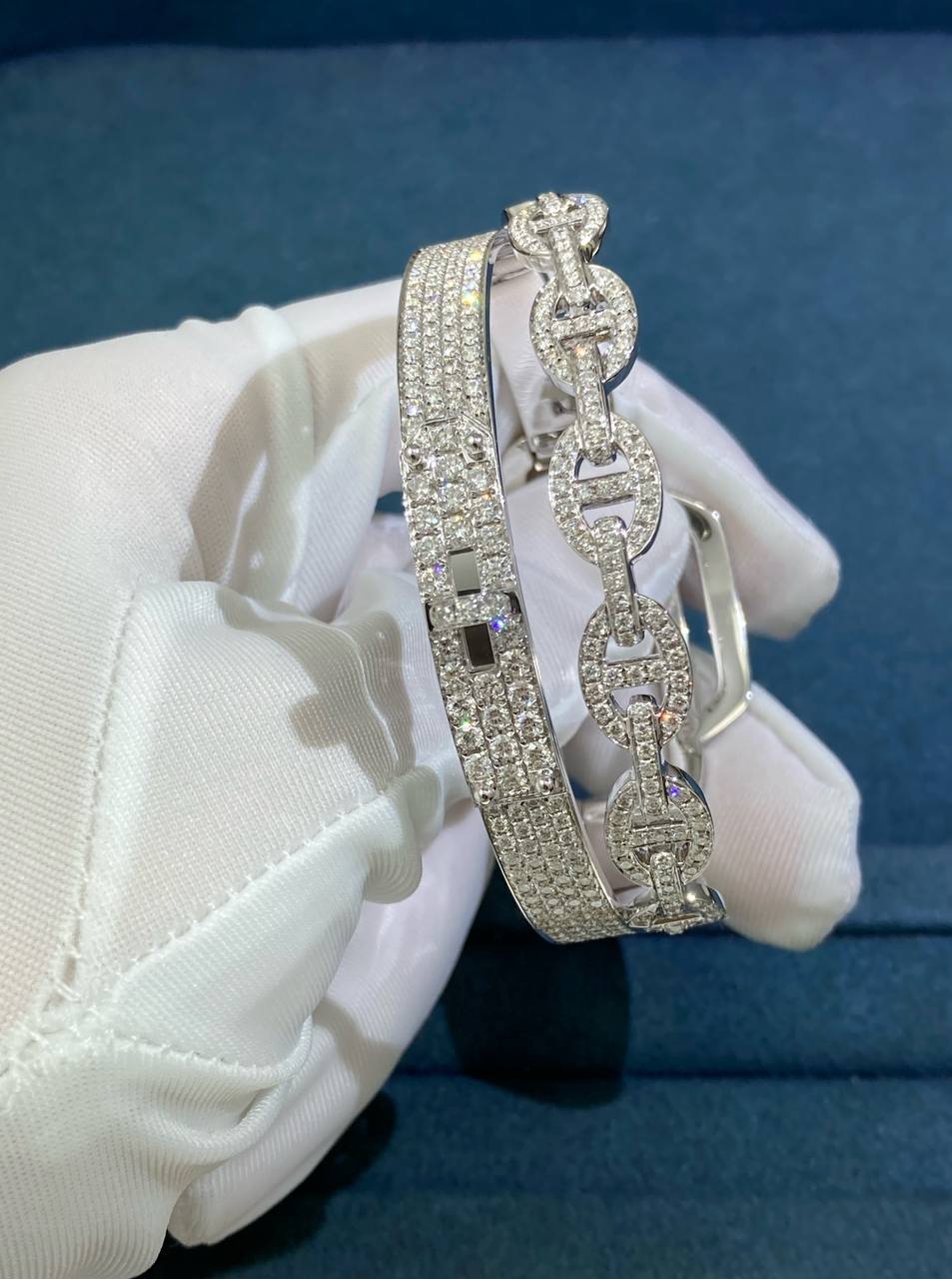 HRMS double row full pave diamond bracelet