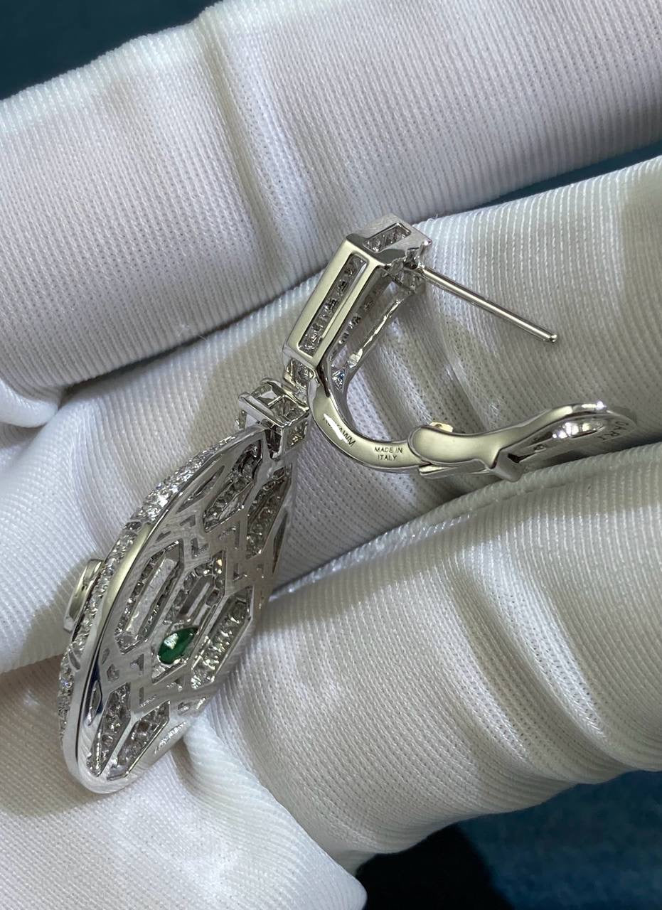 Serpenti full pave diamond earrings with emeralds